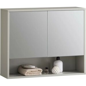 Sobuy - BZR134-NG Armoire Murale de Salle de Bain avec Miroir, Meuble de Toilette Suspendue Placard de Rangement avec 2 Portes, Compartiment Overt et - Publicité