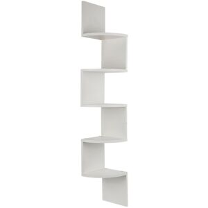 Skecten - tagère d'angle à 5 Niveaux Murale Flottante Meuble Suspendue Rangement mdf Pour Chambre Salle de Bain wc Blanc - Publicité