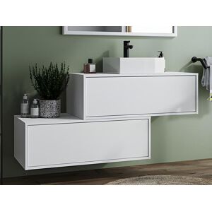 Vente-unique Meuble de salle de bain suspendu blanc avec simple vasque et deux tiroirs - 94 cm - TEANA II