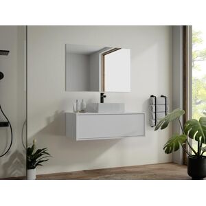 Vente-unique Meuble sous vasque suspendu - Coloris blanc - 94 cm - TEANA II