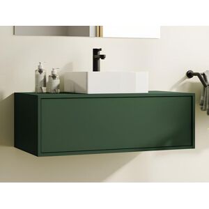 Vente unique Meuble de salle de bain suspendu vert mat avec simple vasque 94 cm TEANA II