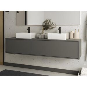 Vente-unique Meuble de salle de bain suspendu coloris gris anthracite avec double vasque - L150 cm - ISAURE II