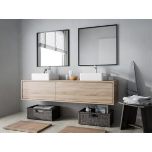 Vente-unique Meuble de salle de bain suspendu coloris naturel clair avec double vasque - L150 cm - ISAURE II