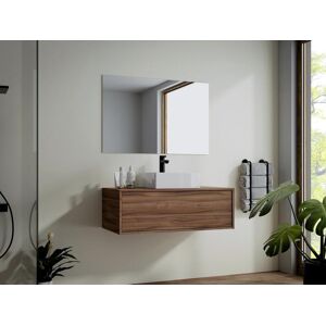 Vente-unique Meuble de salle de bain suspendu coloris naturel foncé avec simple vasque - 94 cm - TEANA II