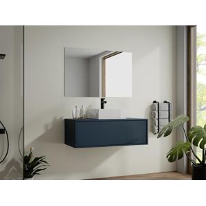 Vente-unique Meuble sous vasque suspendu - Coloris bleu nuit - 94 cm - TEANA II