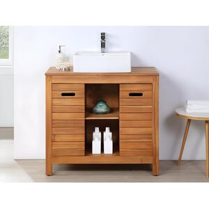 Vente-unique Meuble de salle de bain en bois d'acacia avec simple vasque - 90 cm - PULUKAN