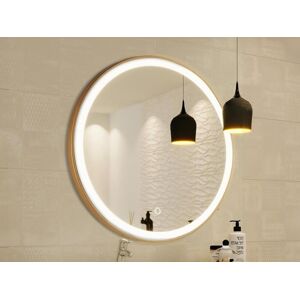 OZAIA Miroir de salle de bain lumineux rond dore avec Leds D80 cm NUMEA