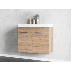 Vente-unique Meuble simple vasque suspendu - Coloris naturel clair - 60 cm - LAURINO