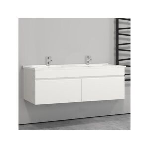 Meuble salle de bain blanc avec 2 portes à une fermeture amortie avec 2 vasques à suspendre 120x45x40(L*W*H)cm