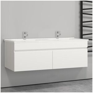 Meuble salle de bain blanc avec 2 portes à une fermeture amortie avec 2 vasques à suspendre 120x45x40(L*W*H)cm