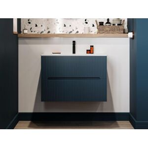 Vente unique Meuble sous vasque suspendu strie bleu 80 cm PAVANI