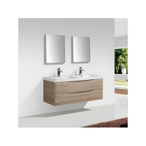 STANO Meuble salle de bain design double vasque PIACENZA largeur 120 cm chene clair