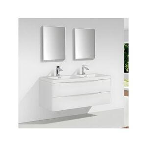 STANO Meuble salle de bain design double vasque PIACENZA largeur 120 cm blanc laque