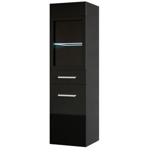 Vente unique Colonne de salle de bain noire avec Leds L30 x l30 x H109 cm LAURINO