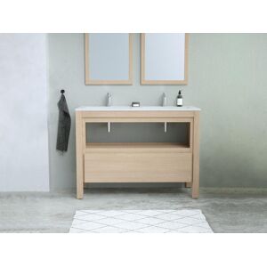 Vente unique Meuble de salle de bain avec vasque a encastrer Placage chene 120 cm COSMOTI