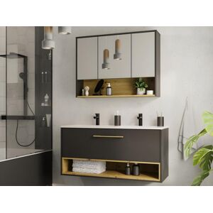 Vente-unique Meuble de salle de bain suspendu anthracite avec vasque à encastrer et armoire de toilette - 120 cm - YANGRA