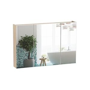 HOMCOM Armoire murale miroir salle de bain 3 portes 3 étagères dim. 90L x 14l x 60H cm panneaux particules chêne clair - Publicité