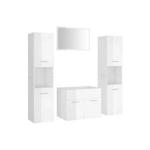 VIDAXL Ensemble de meubles de salle de bain Blanc brillant Aggloméré - Publicité