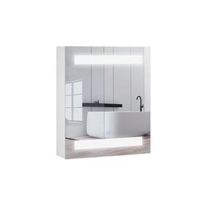 HOMCOM Miroir lumineux LED armoire murale design de salle de bain 2 en 1 dim. 50L x 15l x 60H cm MDF blanc - Publicité