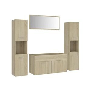 vidaXL bathroom furniture set Sonoma oak wood-based material - Publicité