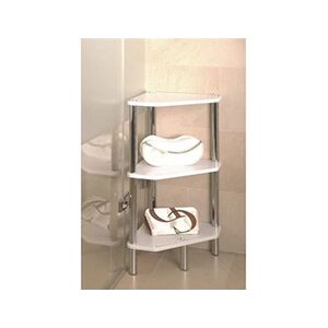 Pegane Etagere en tube d'acier chrome Coloris Blanc, Dim : L46 x P32 x H77cm -- - Publicité