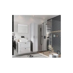 Pegane Ensemble salle de bain Sofia avec meuble + vasque + Miroir + Colonne couleur blanc -- - Publicité