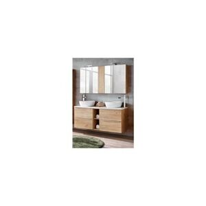 AC-Deco Ensemble meuble vasques à poser + armoire miroir - 140 cm - capri oak - Publicité