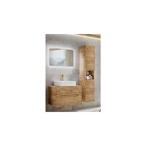 AC-Deco Ensemble meuble vasque à poser + grande armoire + miroir led - 80 cm - aruba craft - Publicité