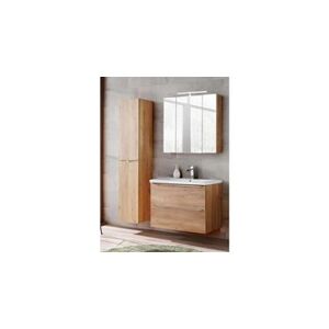 AC-Deco Ensemble meuble vasque + armoire miroir + grande armoire - 80 cm - capri oak - Publicité