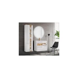 AC-Deco Ensemble meubles de salle de bain complet avec miroir led - blanc - 80 cm - bahama - Publicité