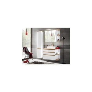 AC-Deco Ensemble meubles de salle de bain complet avec cabinet miroir - blanc - 90 cm - platinium - Publicité