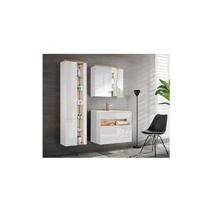 AC-Deco Ensemble meubles de salle de bain complet avec cabinet miroir - blanc - 80 cm - bahama - Publicité