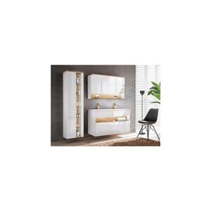 AC-Deco Ensemble meubles de salle de bain complet avec cabinet miroir - blanc - 120 cm - bahama - Publicité