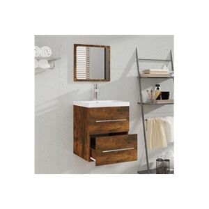 VIDAXL Armoire de salle de bain avec miroir Chêne fumé 41x38,5x48 cm - Publicité