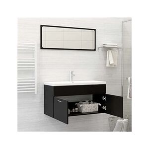 VIDAXL Ensemble de meubles de salle de bain 2 pcs Noir Aggloméré - Publicité