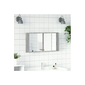 VIDAXL Armoire de salle de bain à miroir LED sonoma gris 90x12x45 cm - Publicité