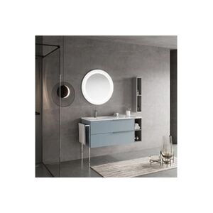 KIAMAMI VALENTINA armoire de salle de bain murale 120cm bleu ciel, lavabo, miroir rond new york - Publicité