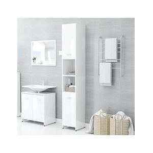 VIDAXL Armoire de salle de bain Blanc brillant 30x30x183,5cm Aggloméré - Publicité