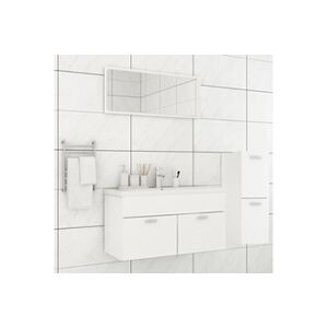 VIDAXL Ensemble de meubles de salle de bain Blanc Aggloméré - Publicité