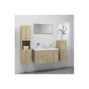 VIDAXL Ensemble de meubles de salle de bain Chêne sonoma Aggloméré - Publicité
