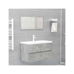 VIDAXL Ensemble de meubles de salle de bain Gris béton Aggloméré - Publicité