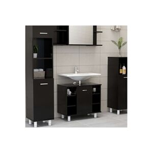 VIDAXL Armoire de salle de bain Noir 60x32x53,5 cm Aggloméré - Publicité