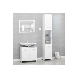VIDAXL Ensemble de meubles de salle de bain 3 pcs Blanc Aggloméré - Publicité