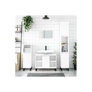 VIDAXL Ensemble de meubles de salle de bain 3 pcs blanc brillant - Publicité