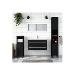 VIDAXL Armoire de salle de bain avec miroir noir bois d'ingénierie - Publicité