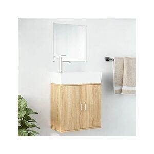 VIDAXL Ensemble de meubles salle de bain 2 pcs chêne bois d'ingénierie - Publicité