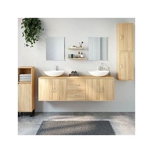 VIDAXL Ensemble de meubles salle de bain 7 pcs chêne bois d'ingénierie - Publicité