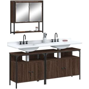 Vidaxl Ensemble De Meubles De Salle De Bain 3 Pcs Chêne Marron - Publicité