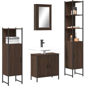 Vidaxl Ensemble De Meubles De Salle De Bain 4 Pcs Chêne Marron - Publicité