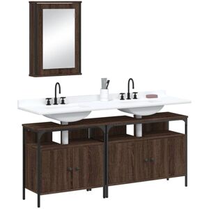 Vidaxl Ensemble De Meubles De Salle De Bain 3 Pcs Chêne Marron - Publicité